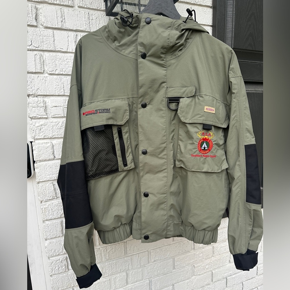 Vintage Boy Scouts of America Redington Men's Red Storm Waterproof Jacket Olive